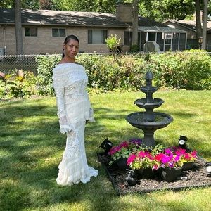 Two piece lace evening dress